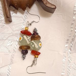 SALE!$0 with purchase New Handmade glass bead drop earrings